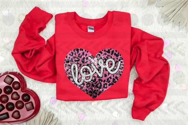 Love sequin leopard heart 18167 DTF transfer