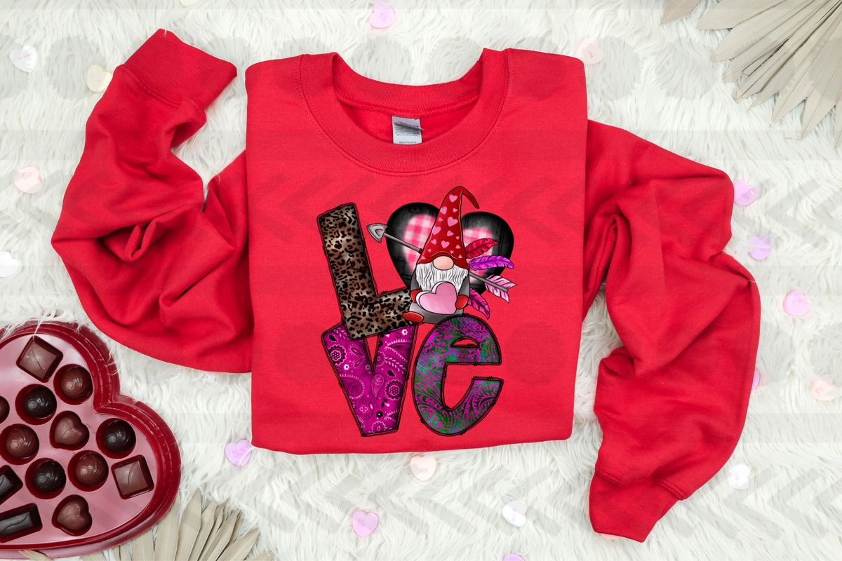 Love gnome pink plaid 18172 DTF transfer