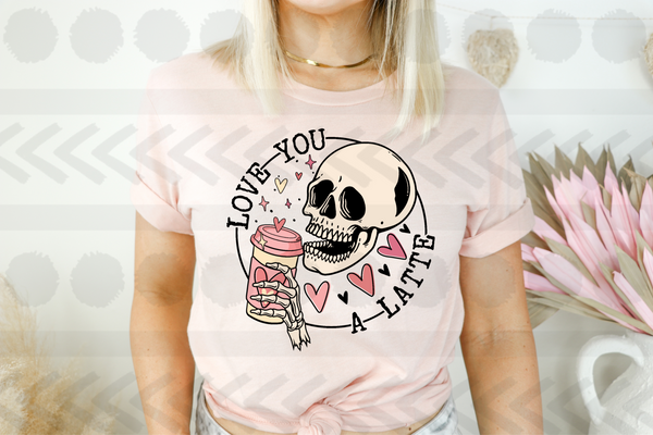 Love you a latte skull 18202 DTF transfer