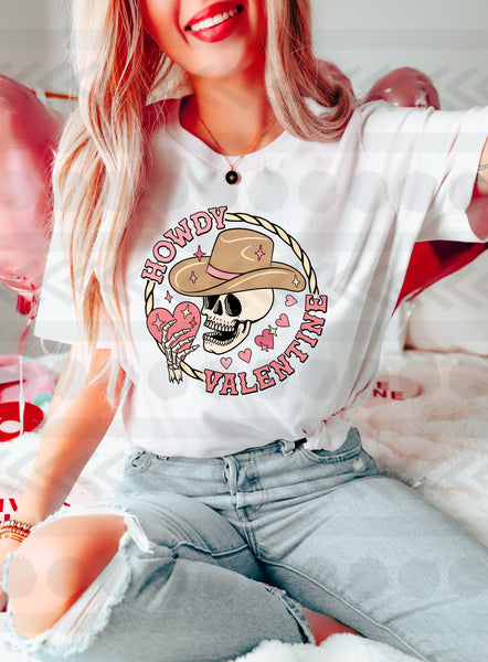 Howdy valentine skull 18213 DTF transfer