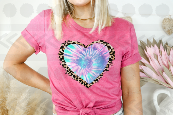 Purple and blue tie dye heart 18194 DTF transfer