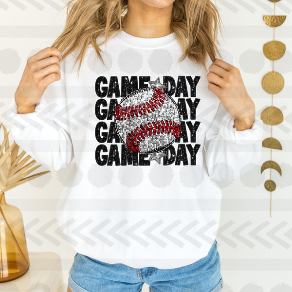 Game day stacked sequin Baseball  18332 DTF transfer