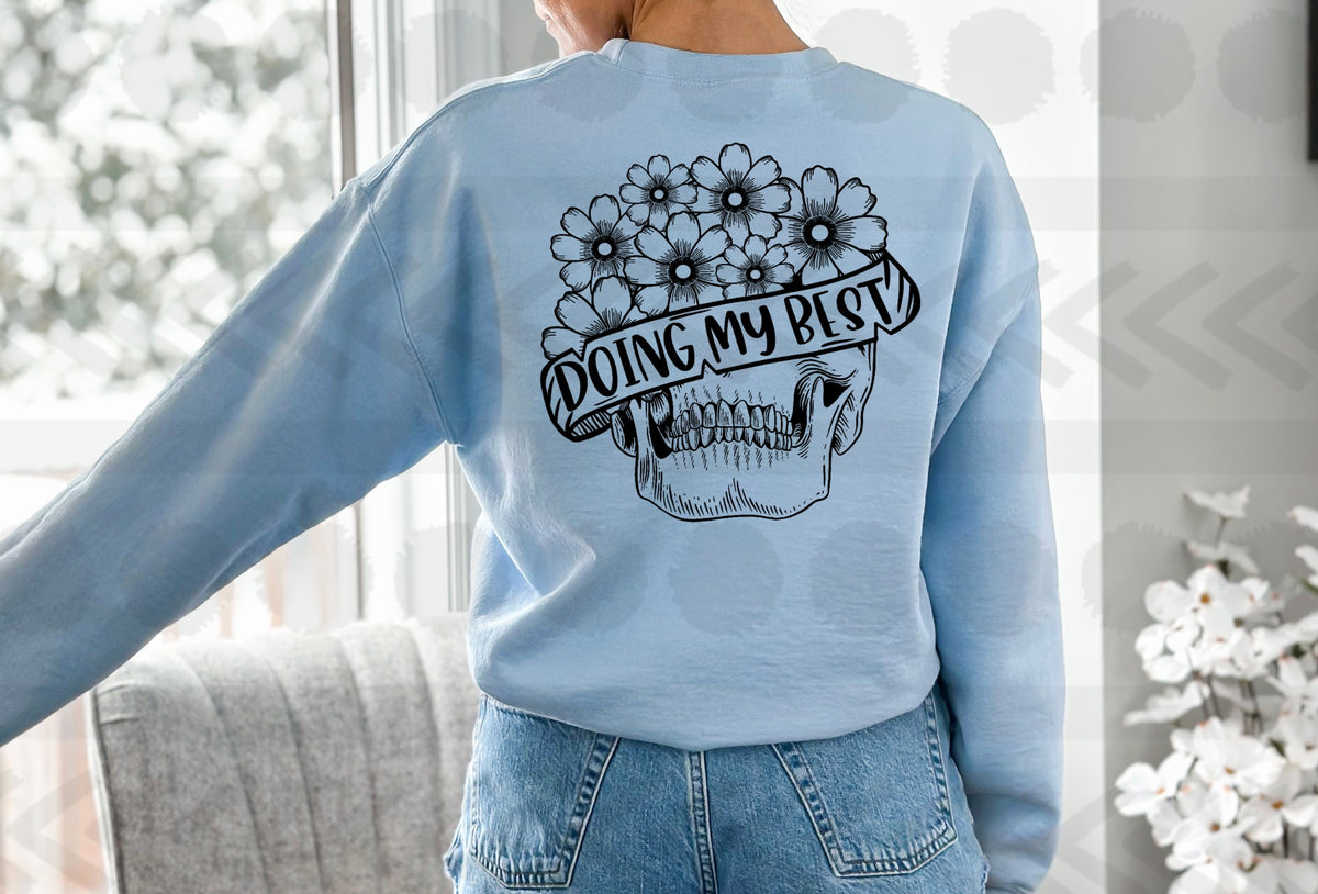 Doing my best floral skull BLACK 18284 DTF transfer