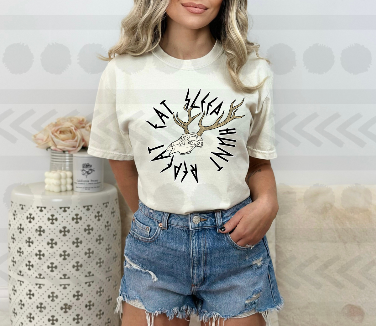 Eat sleep hunt repeat BLACK 18310 DTF transfer