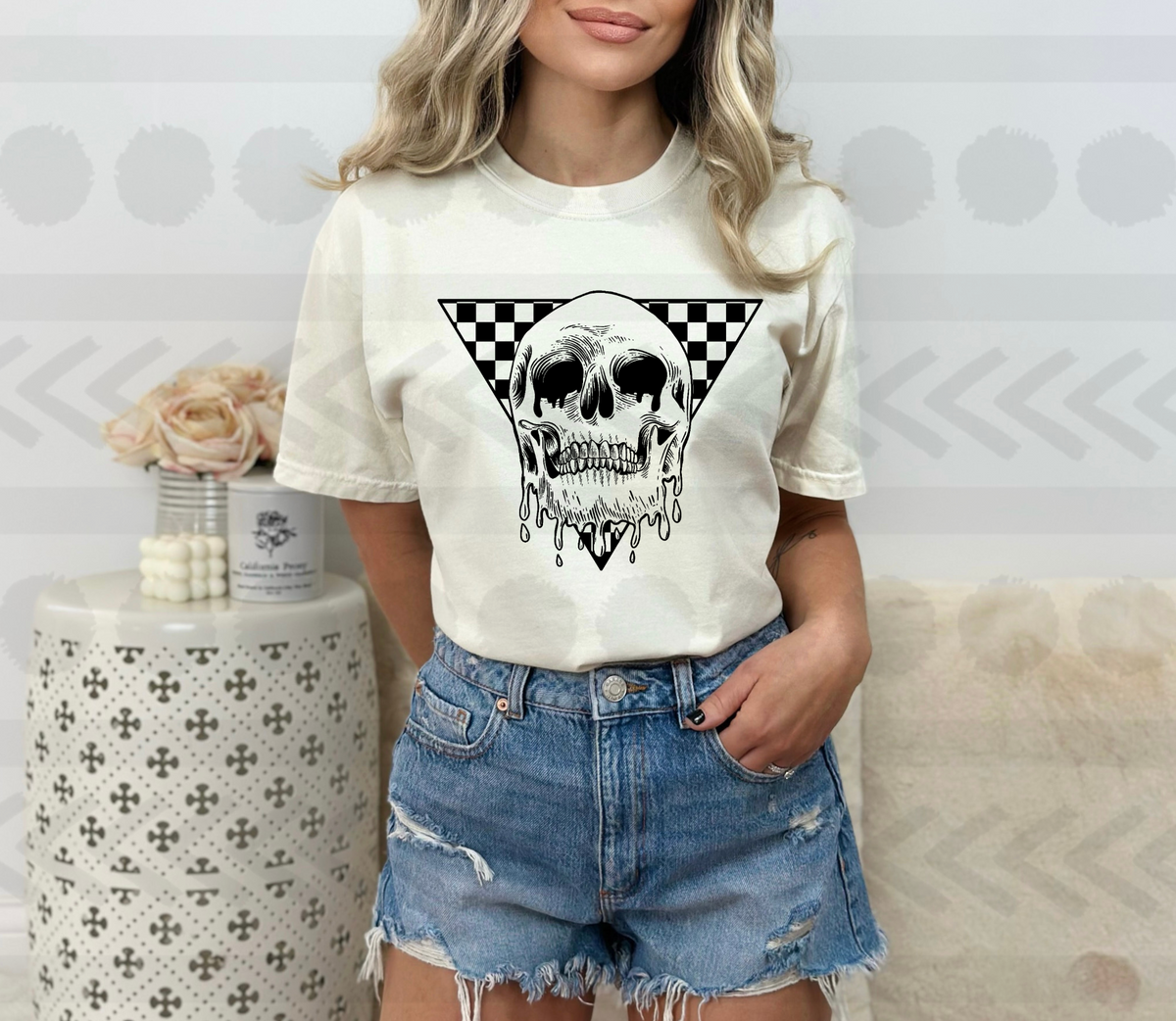 Dripping skull checkered 18308 DTF transfer
