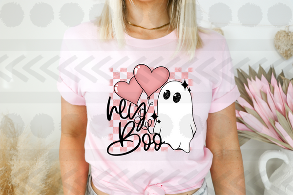 Hey boo with ghost and hearts 18330 DTF transfer