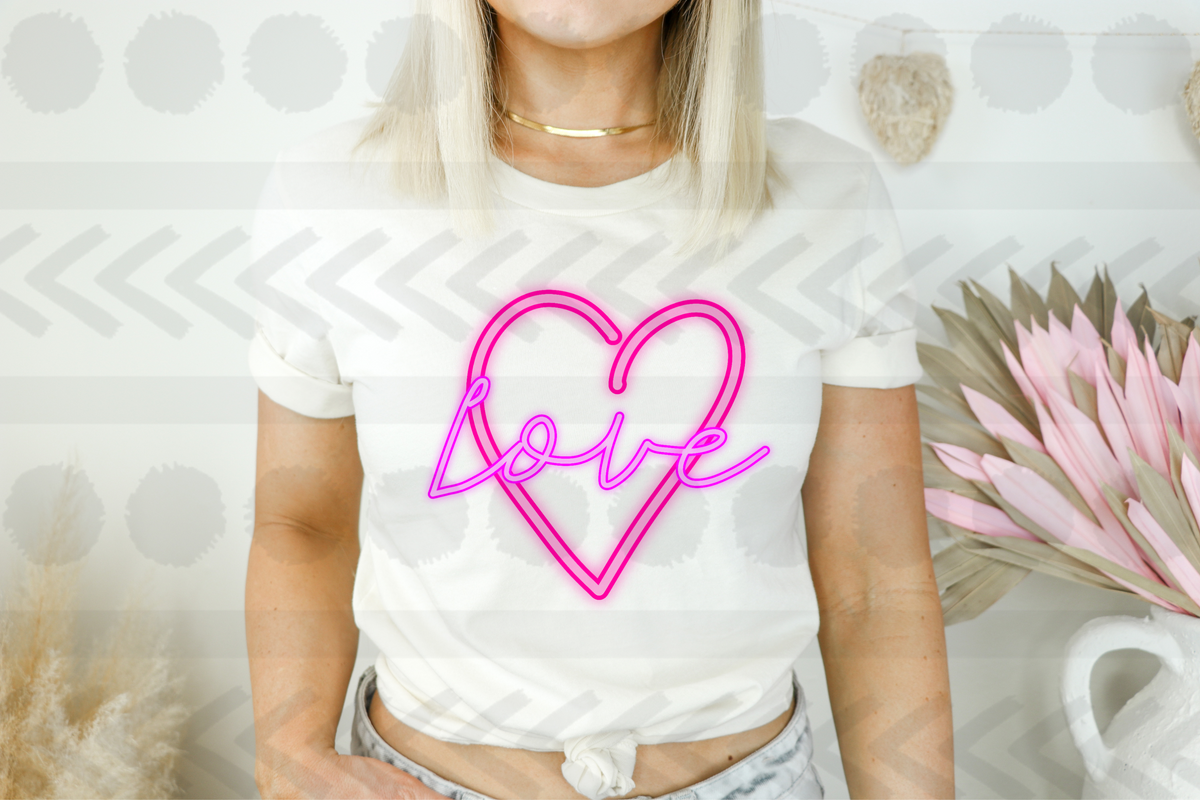 Love heart neon 18357 DTF transfer