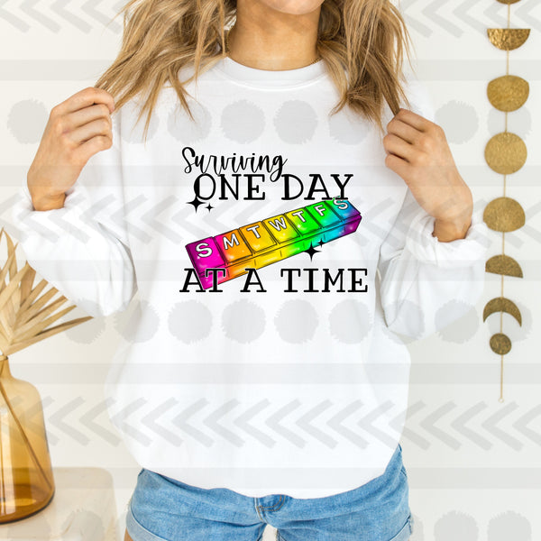 Surviving one day at a time colorful 18380 DTF transfer