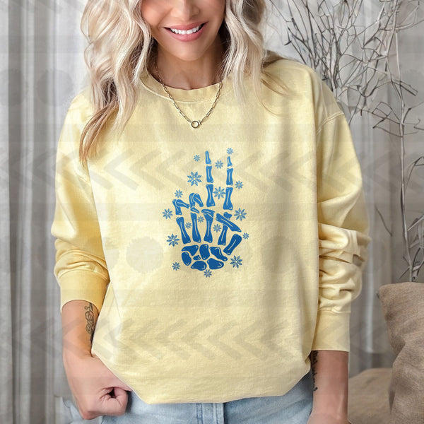 Skellie peace snowflakes blue 18374 DTF transfer