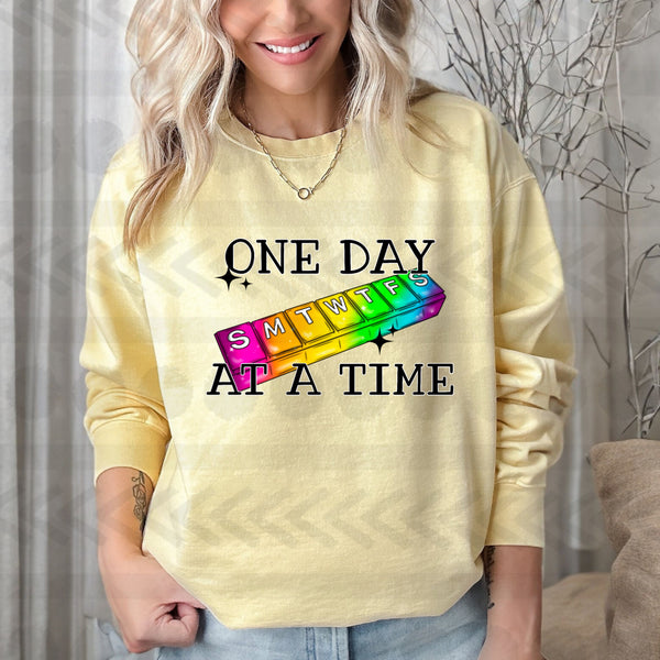 One day day at a time colorful 18371 DTF transfer