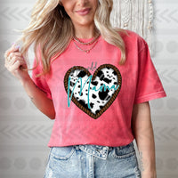 One wild mama cowprint heart 18420 DTF transfer