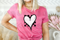 White heart checkered 18400 DTF transfer