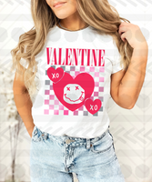 Valentine smiley heart checkered background 18460 DTF transfer