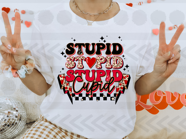 Stupid stacked cupid LEOPARD heart lightening bolt 18500 DTF transfer