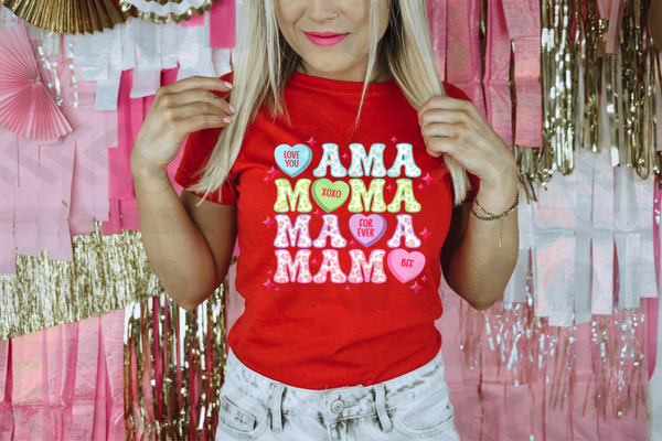 Mama stacked with candy hearts 18498 DTF transfer