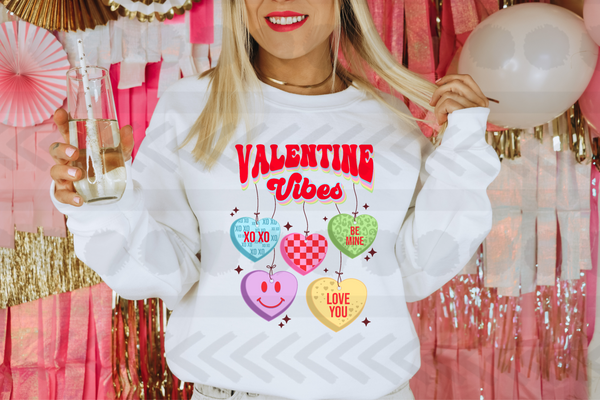 Valentine vibes hanging hearts  18497 DTF transfer