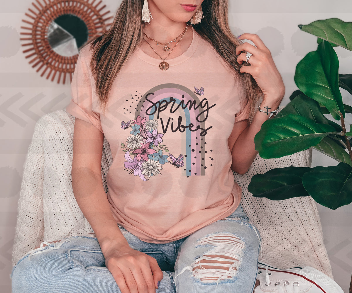 Spring vibes muted rainbow 18526 DTF transfer