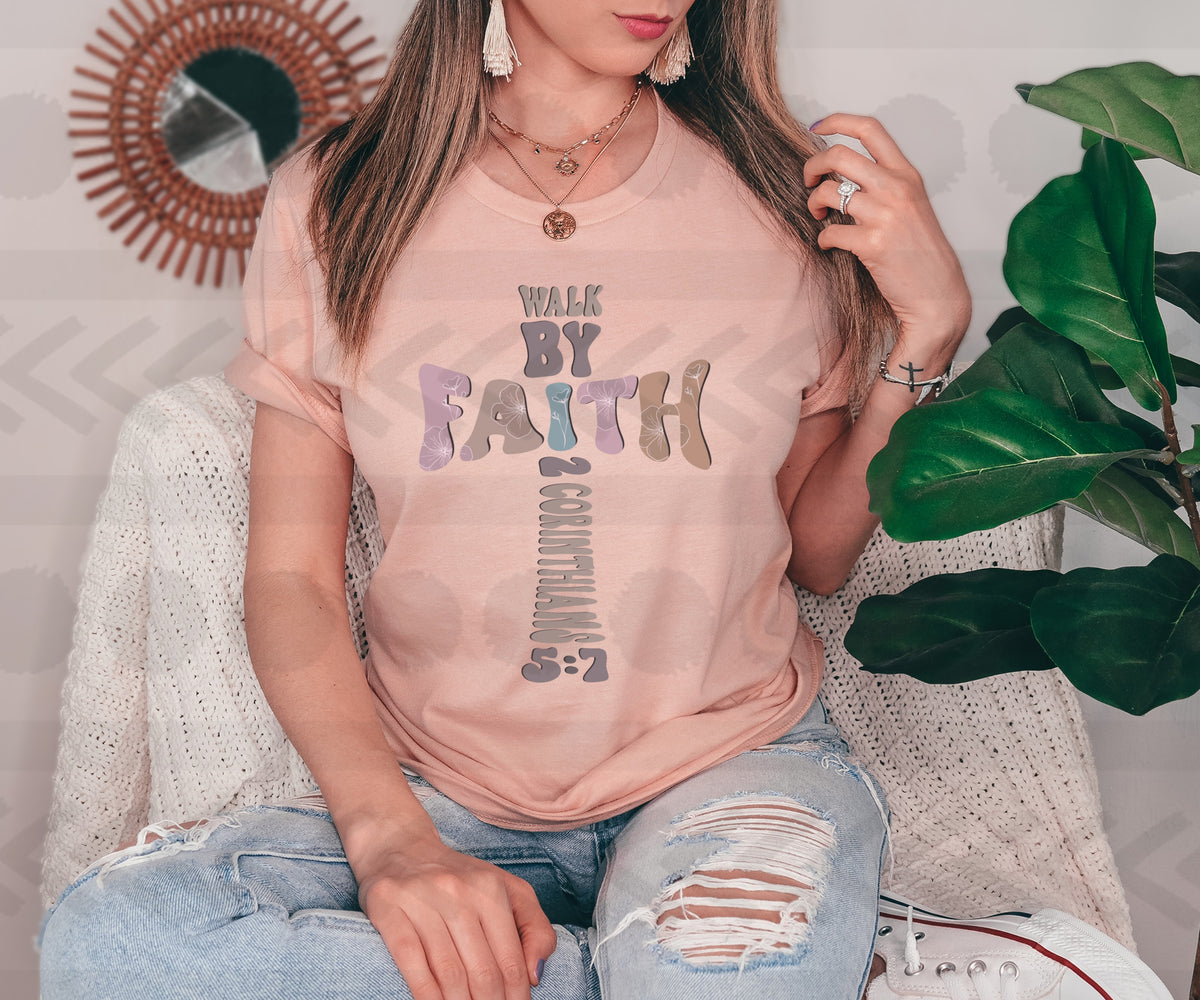 Walk by faith word cross 18525 DTF transfer