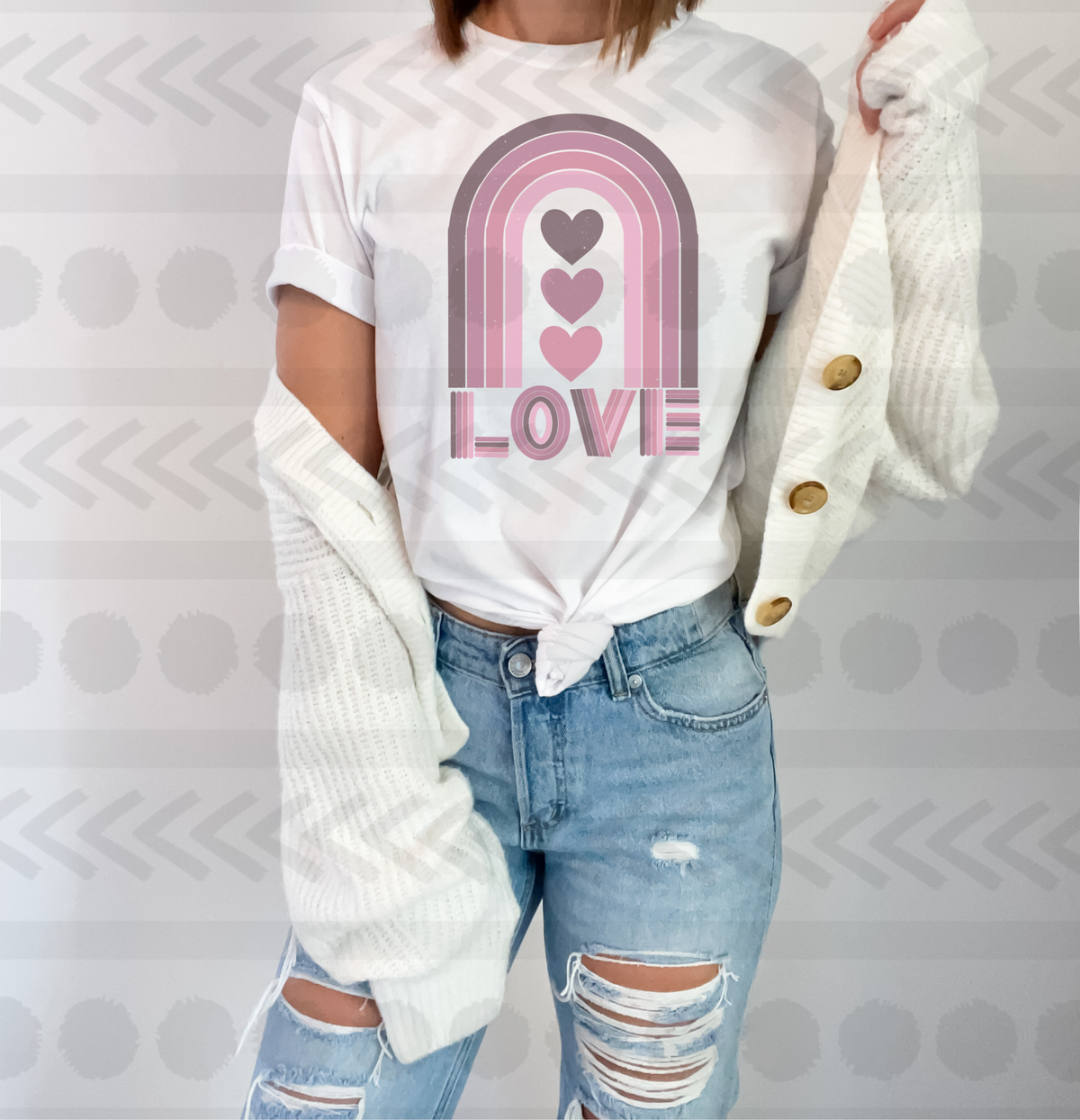 Love doodle with rainbow 18520 DTF transfer