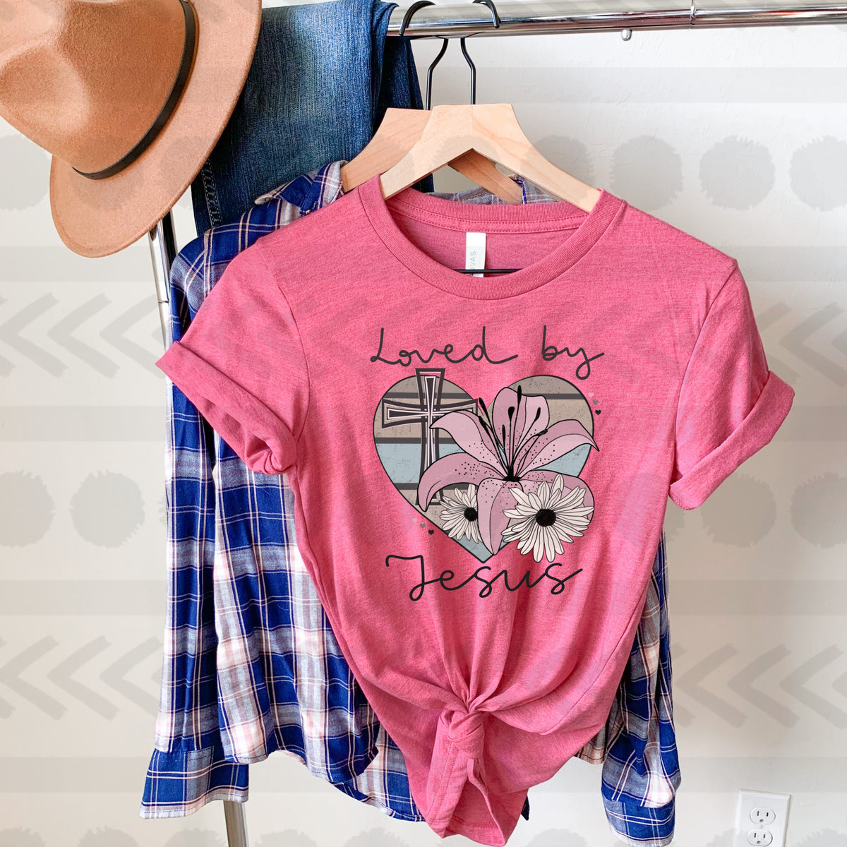 Loved by jesus floral heart 18531 DTF transfer