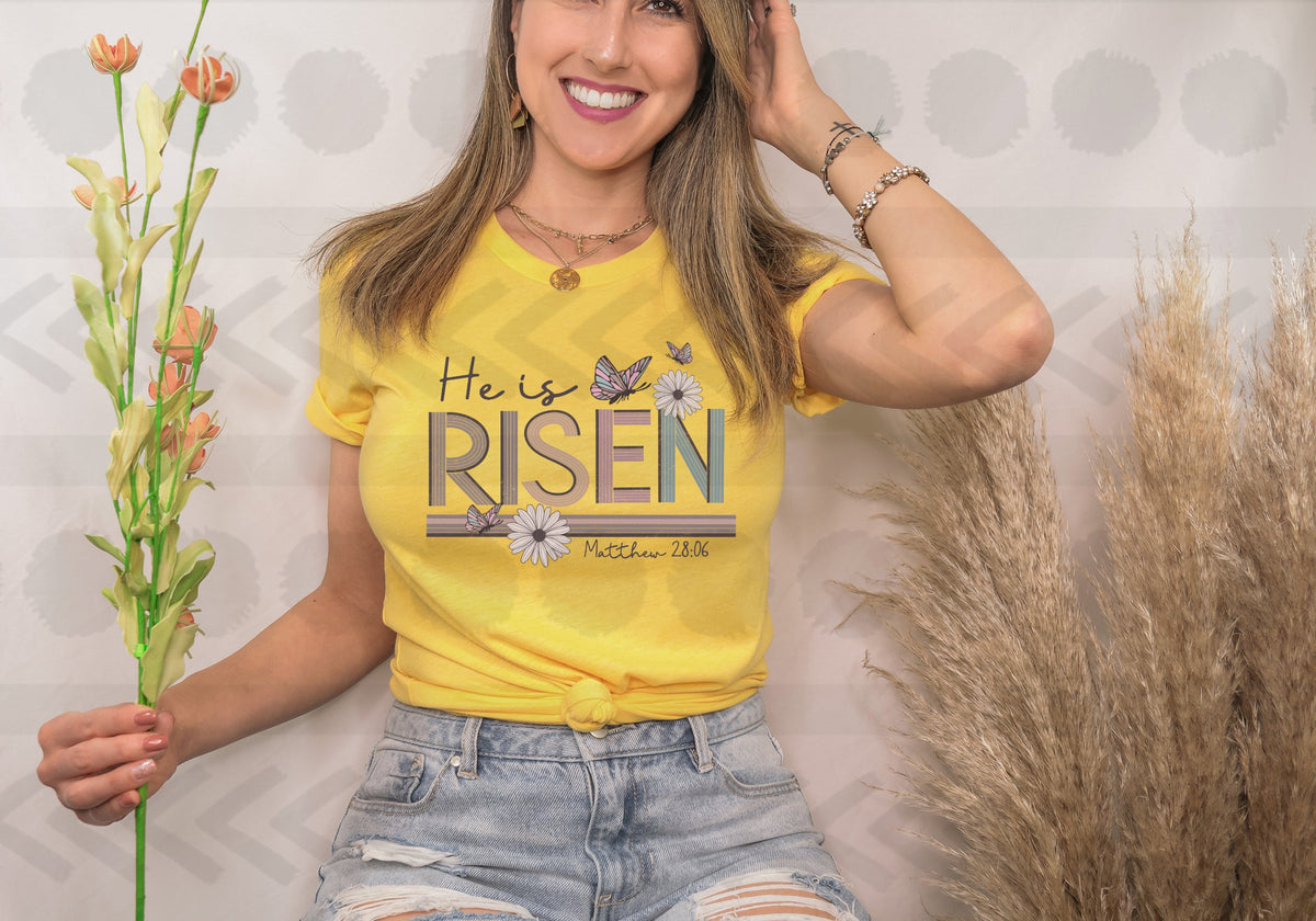 He is risen mduted colors butterfly flowers 18541 DTF transfer