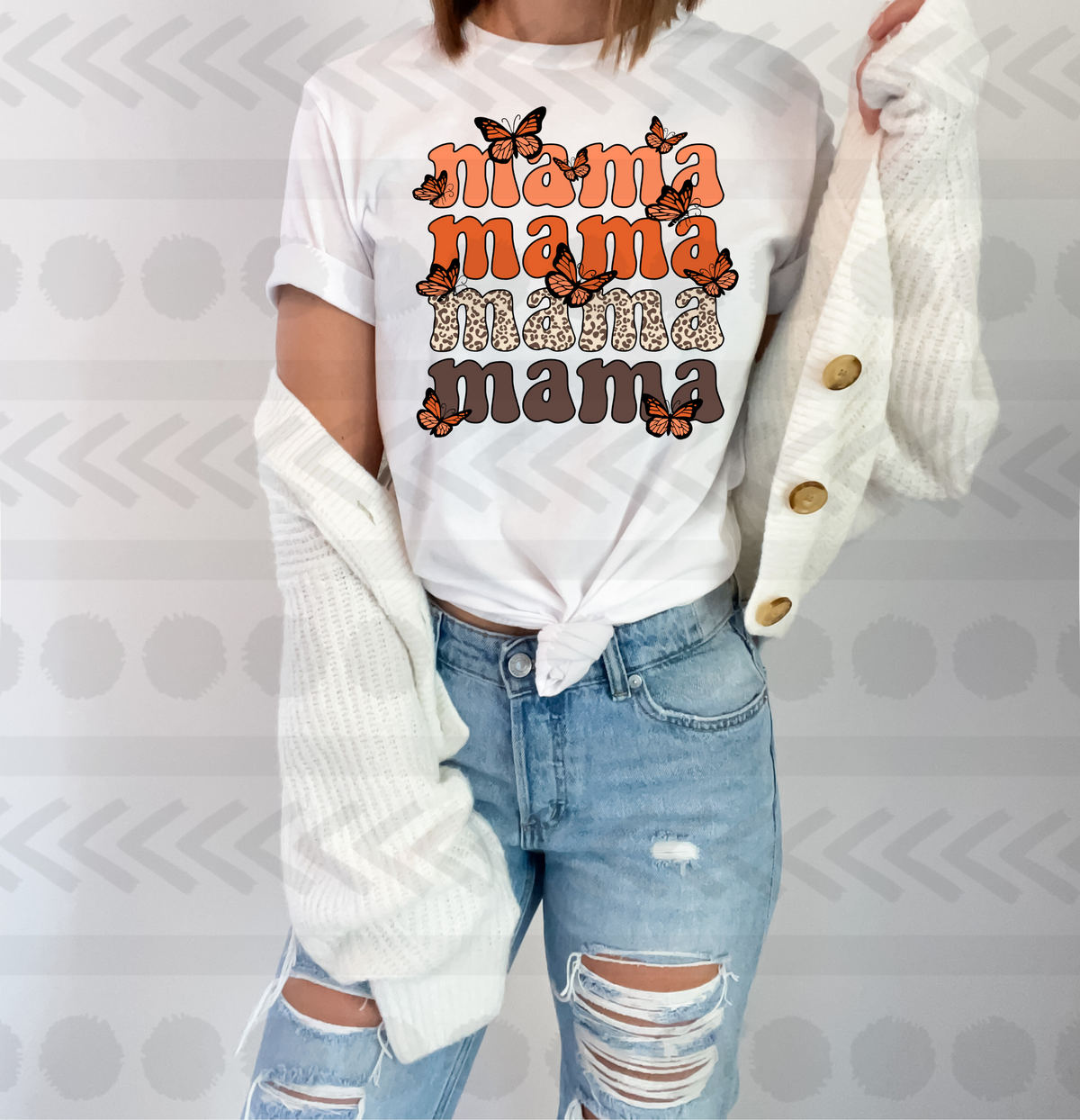 Mama stacked orange leopard  18542 DTF transfer