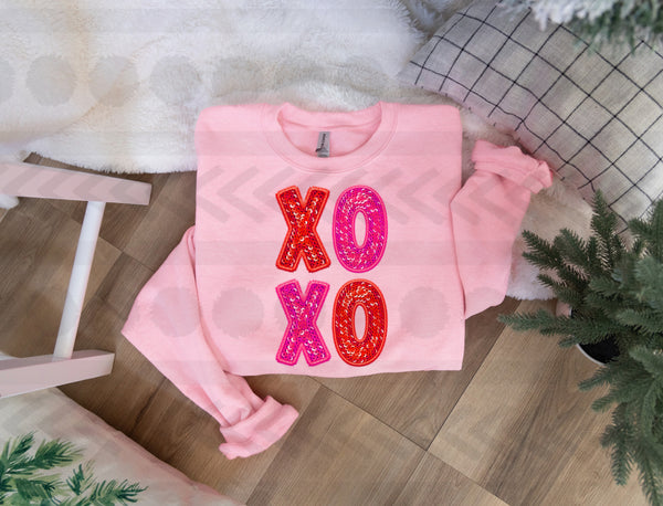 Xo xo red pink stacked sequin  18597 DTF transfer