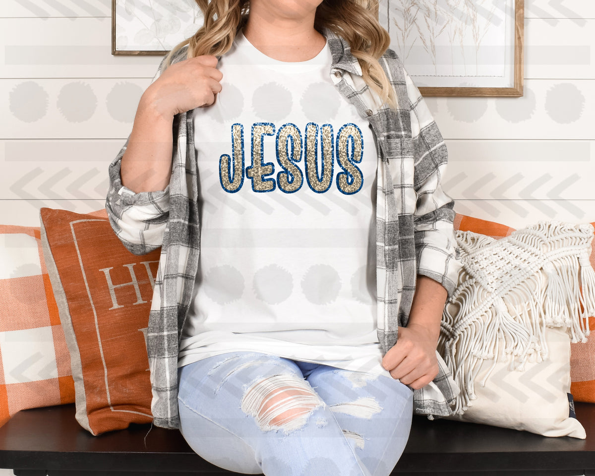 Jesus blue and silver 18628 DTF transfer