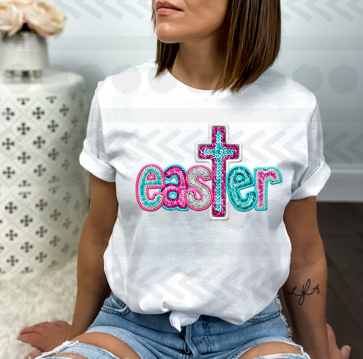 Easter stitch sequin 18623 DTF transfer