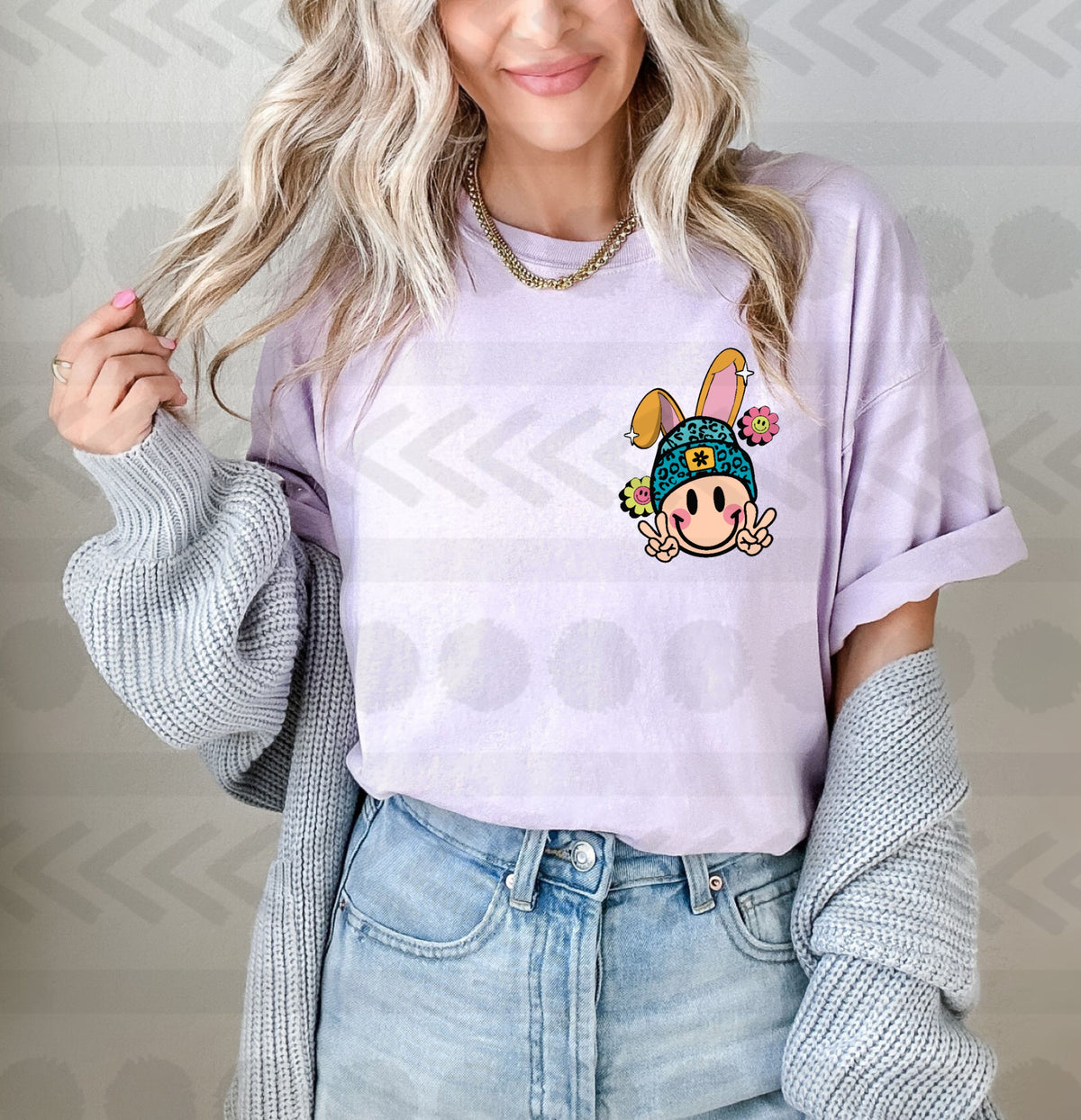 Smiley bunny pocket CHOOSE SIZE 18698 DTF transfer