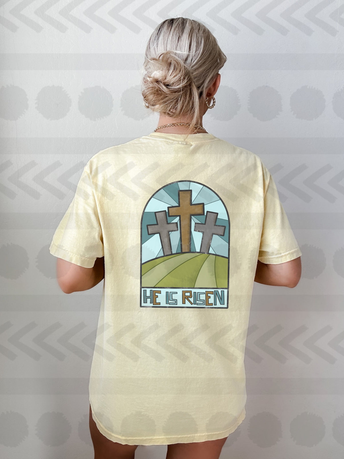 He is risen cross trio blue 18707 DTF transfer