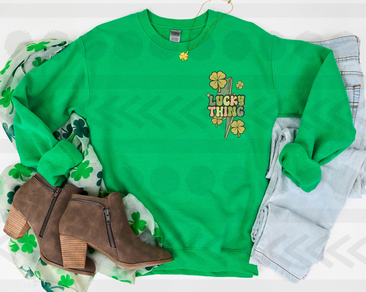 Lucky thing GRUNGE lightening bolt pocket CHOOSE SIZE 18737 DTF transfer