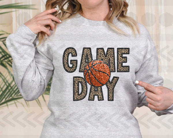 Game day leopard basketball sequin  18781 DTF transfer