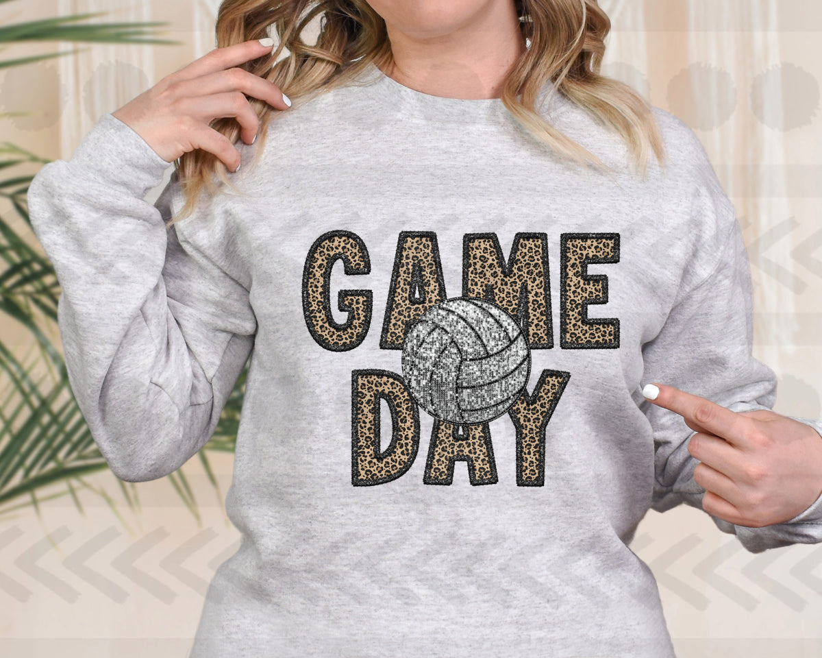 Game day leopard volleyball glitter 18780 DTF transfer