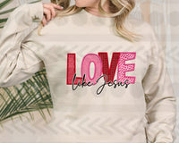 Love like jesus red pink 18766 DTF transfer