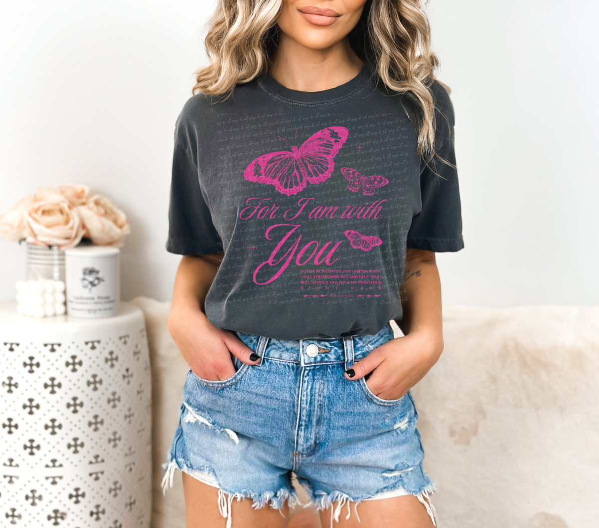 For i am with you PINK butterflies 18835 DTF transfer