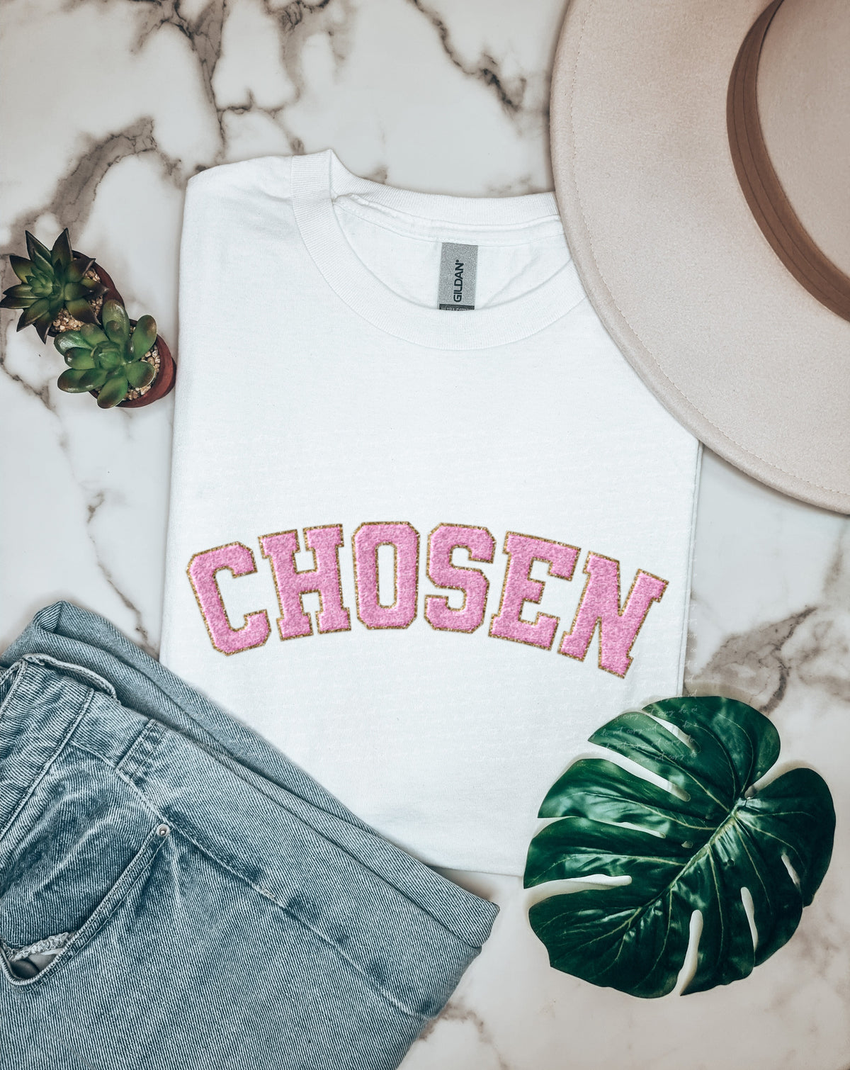 Chosen pink faux 18846 DTF transfer