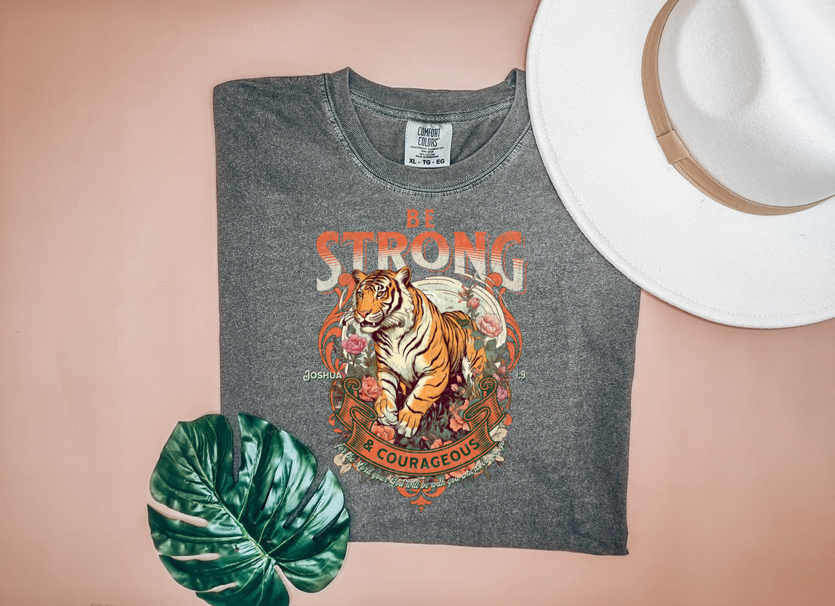 Be strong and courageous tiger florals 18850 DTF transfer
