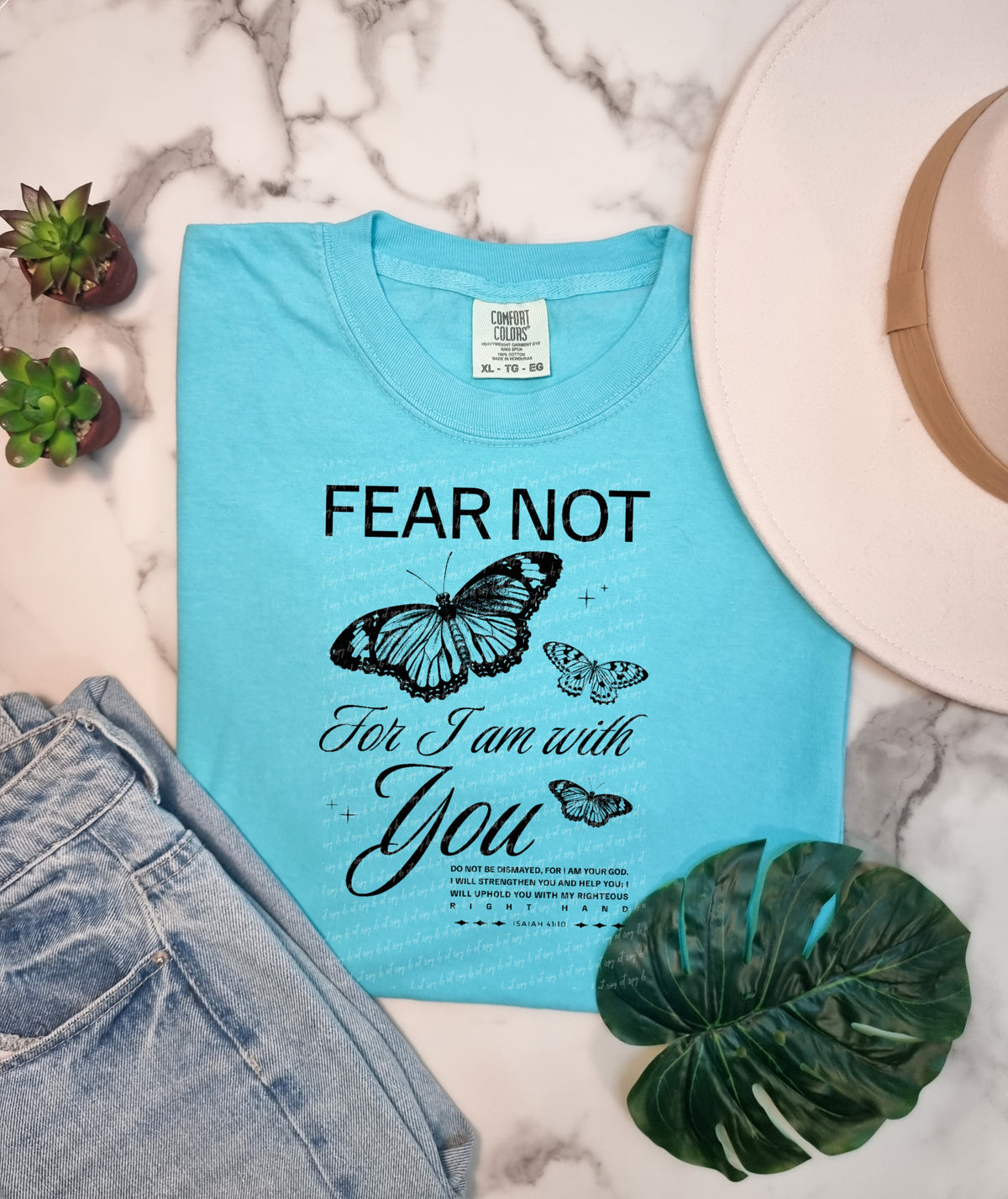 Fear not for i am with you BLACK butterflies 18855 DTF transfer