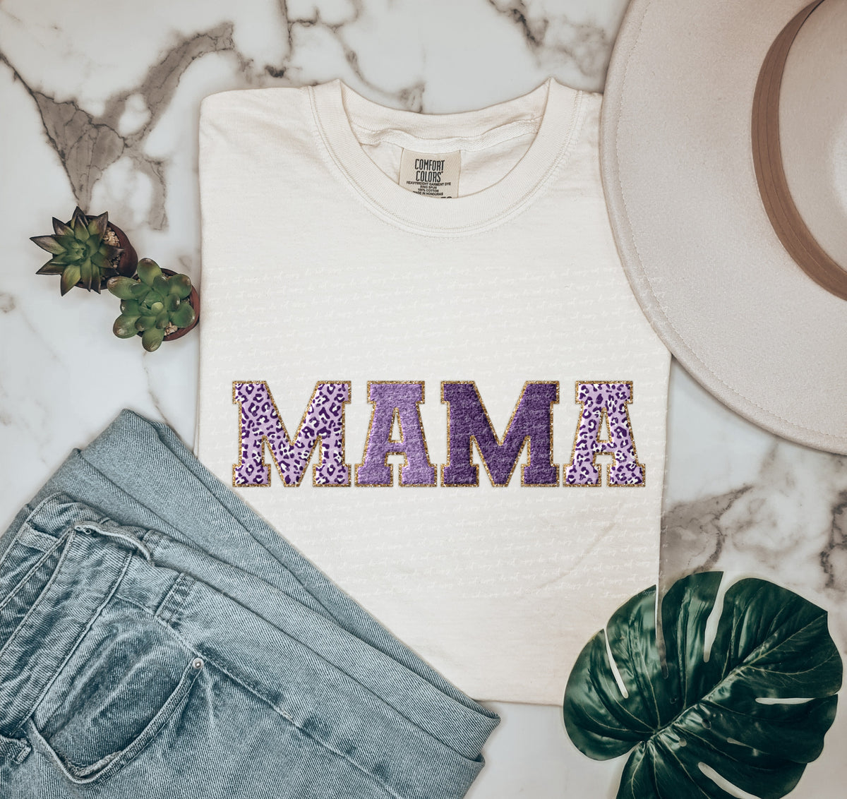 Mama leopard purple faux 18852 DTF transfer