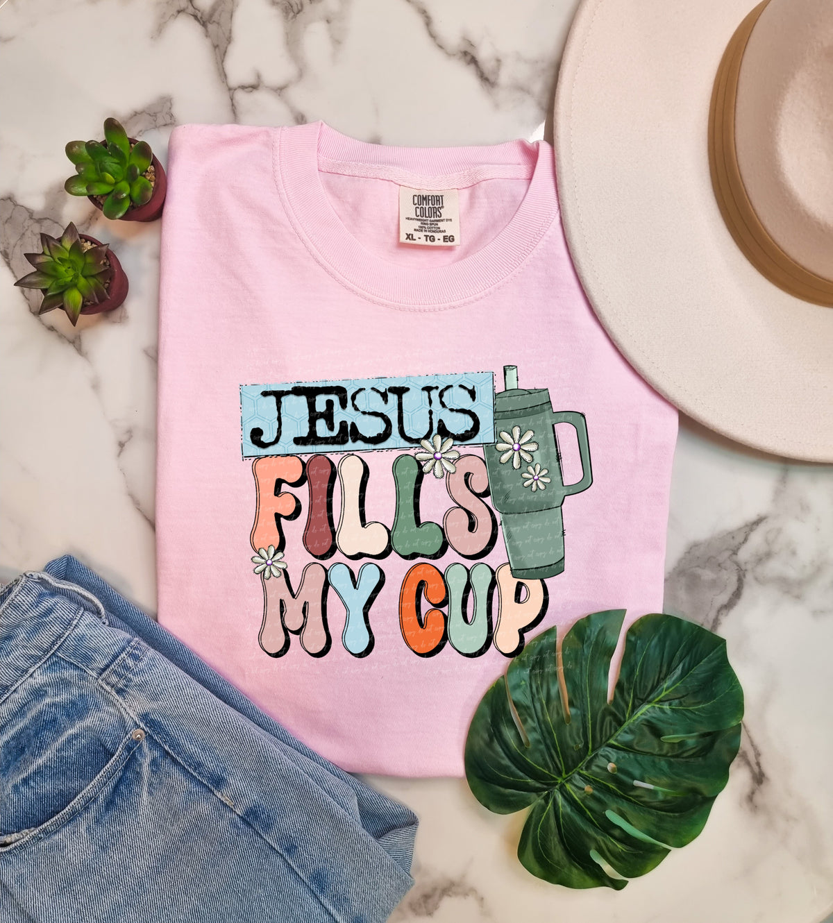 Jesus fills my cup floral cup 18884 DTF transfer