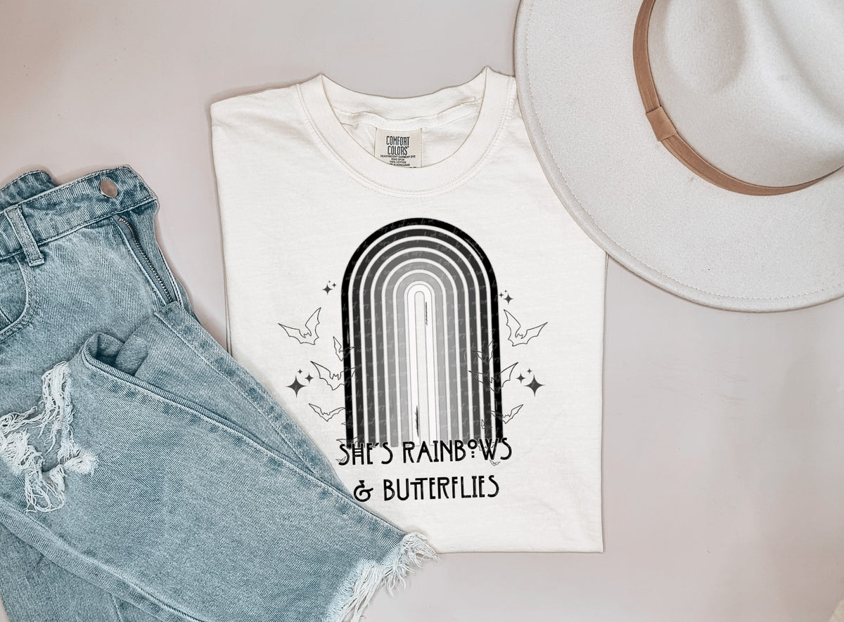 Shes rainbows and butterflies 18936 DTF transfer