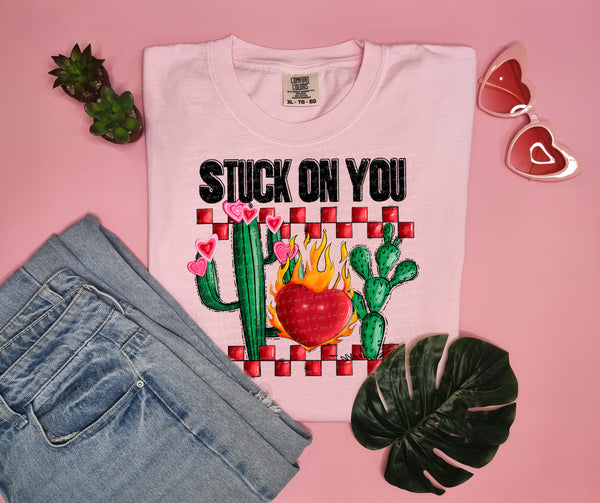 Stuck on you cacti red 18948 DTF transfer