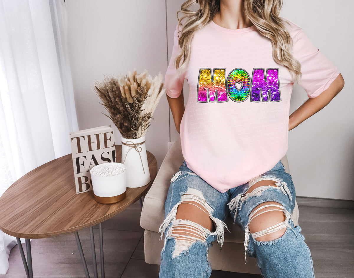 Mom tie dye sequin 18919 DTF transfer