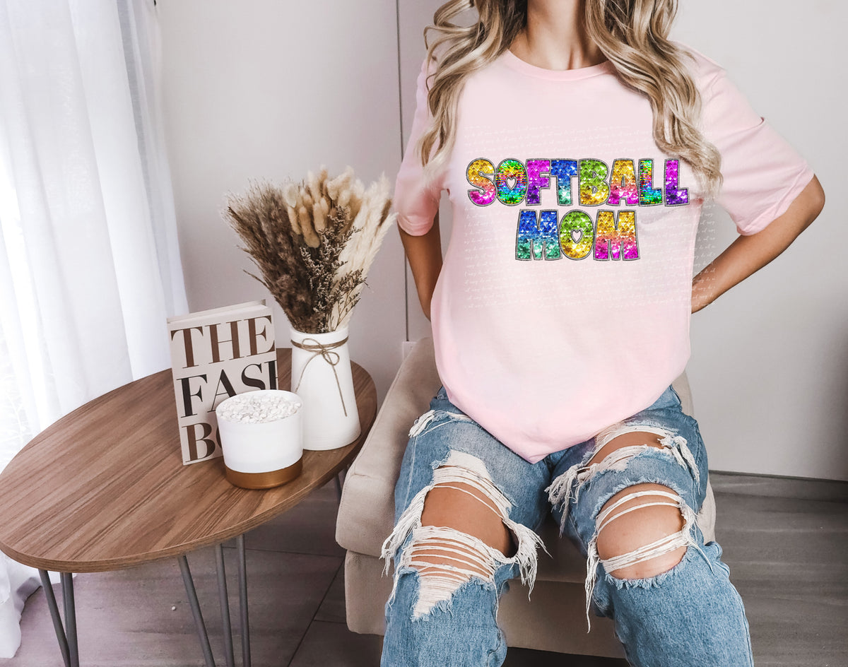 Softball mom tie dye sequin 18911 DTF transfer