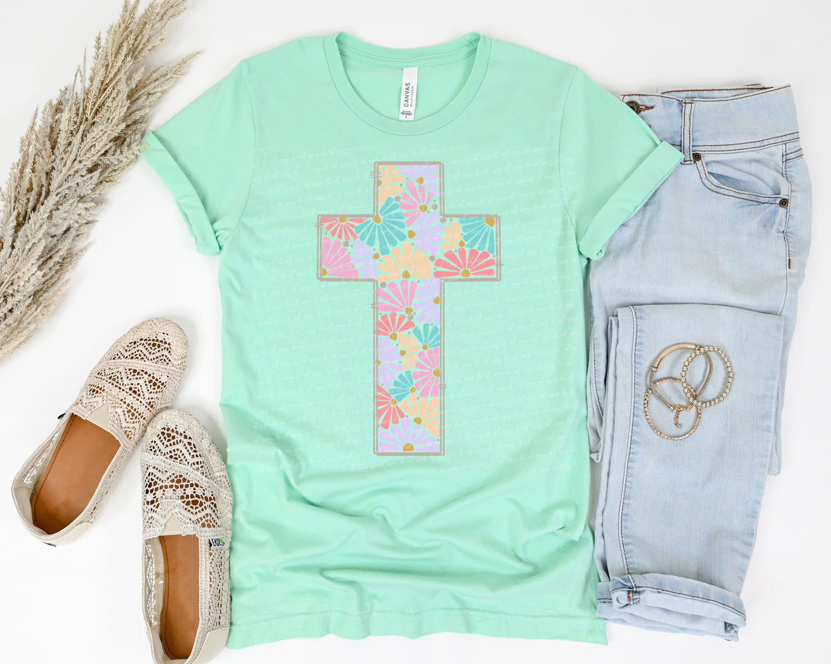 Floral cross 22014 DTF transfer