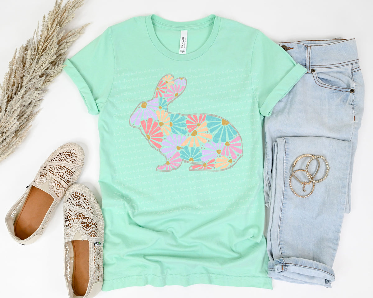 Floral bunny 22012 DTF transfer