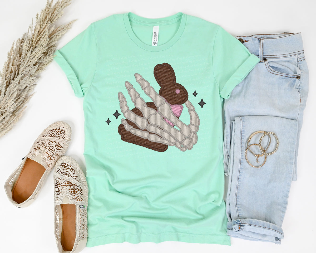 Chocolate bunny girl skellie hand 22003 DTF transfer