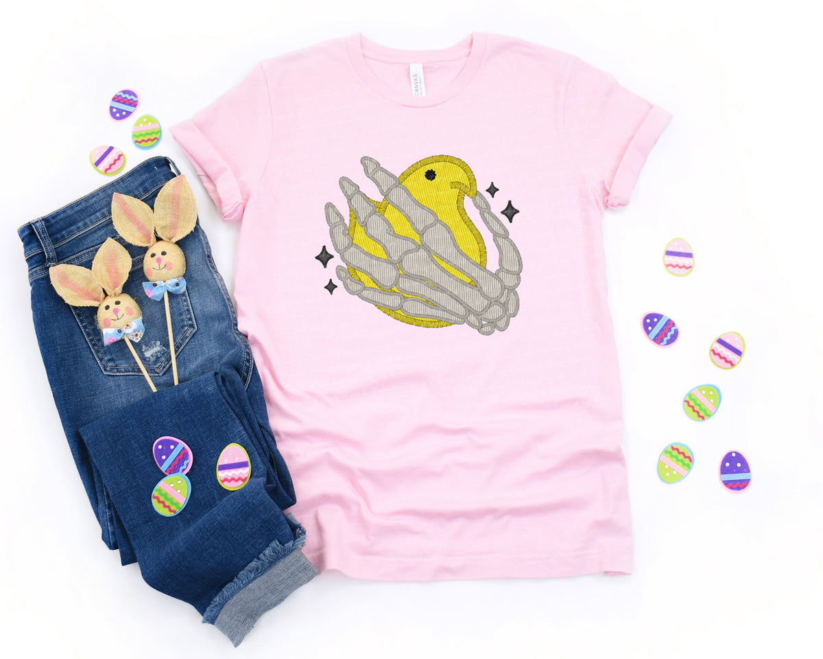 Yellow chick skellie hand 22020 DTF transfer