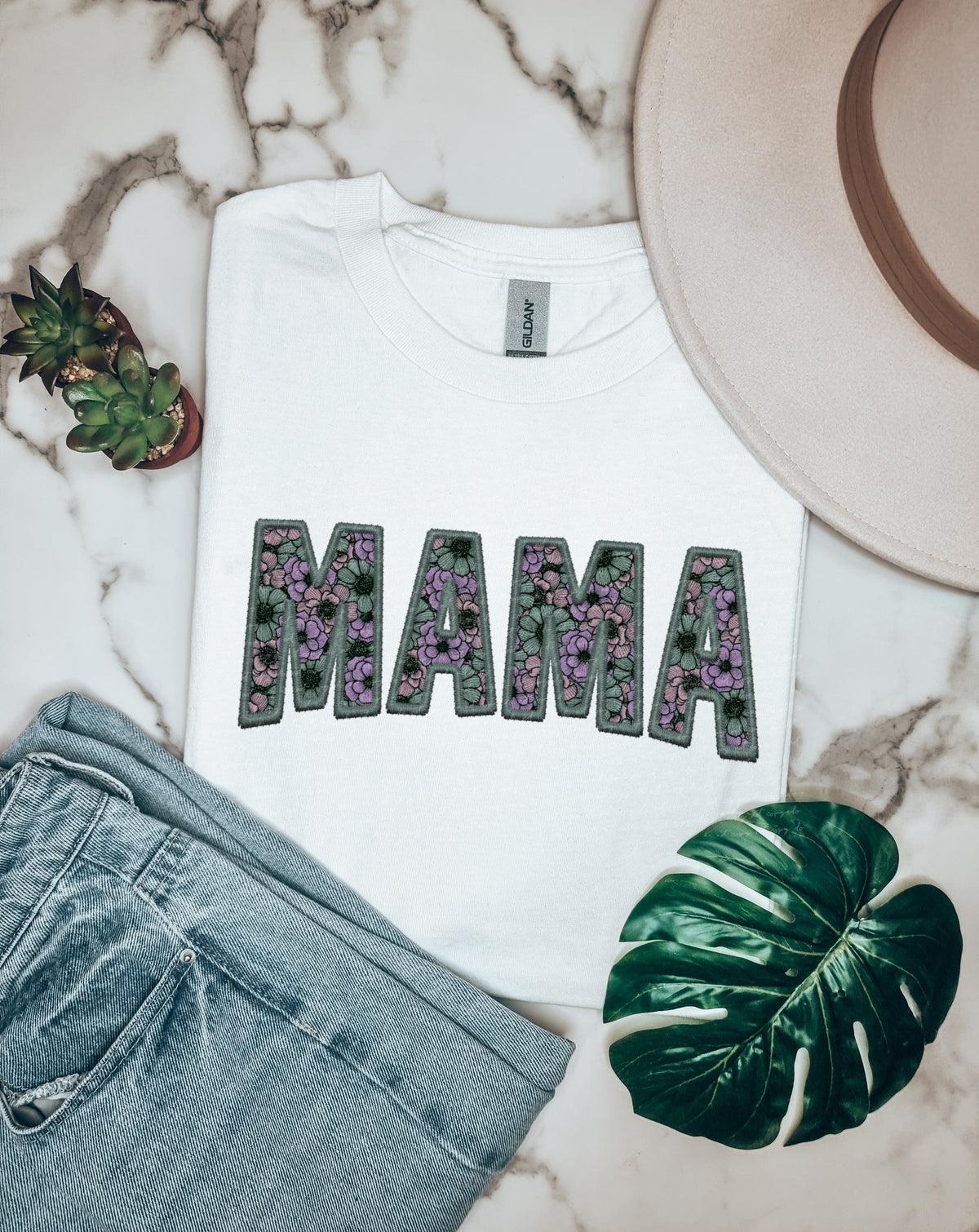 Mama dark green floral 22028 DTF transfer